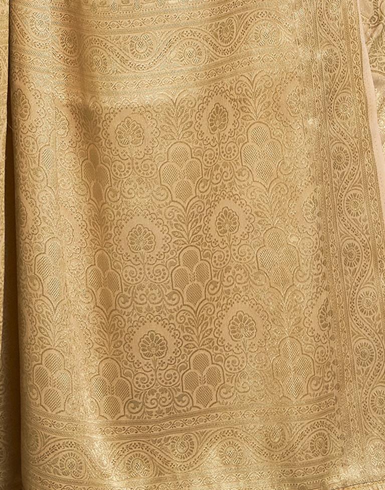 Beige Silk Plain Saree
