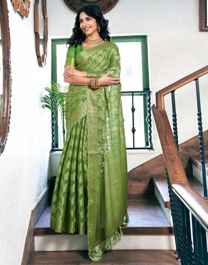 Light Green Silk Plain Saree