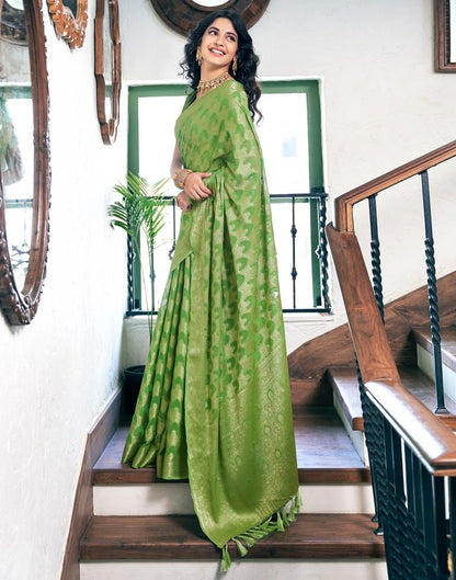 Light Green Silk Plain Saree