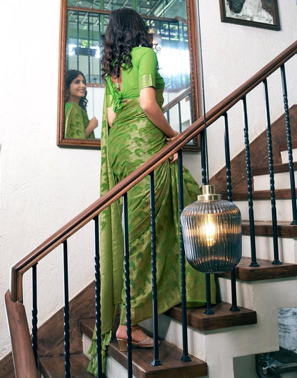 Light Green Silk Plain Saree