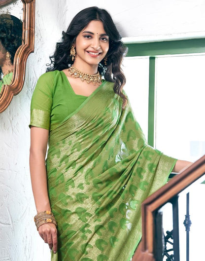 Light Green Silk Plain Saree