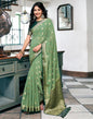 Pista Green Georgette Plain Saree