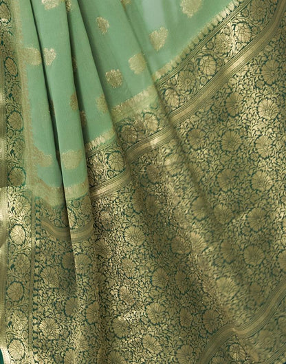 Pista Green Georgette Plain Saree