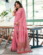 Dusty Pink Georgette Plain Saree