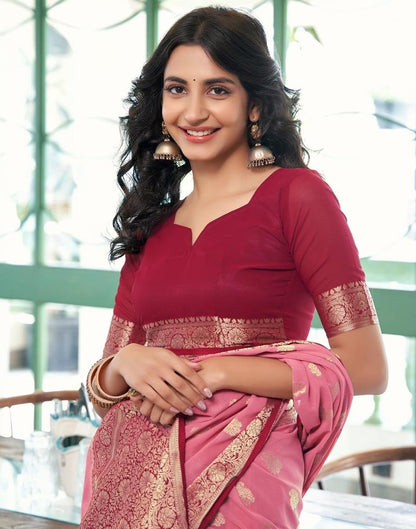 Dusty Pink Georgette Plain Saree