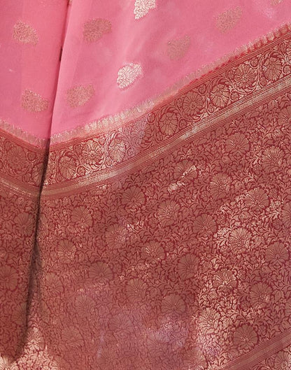 Dusty Pink Georgette Plain Saree