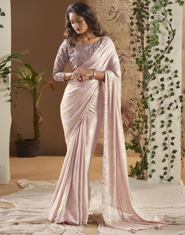 Dusty Mauve Chiffon Plain Saree