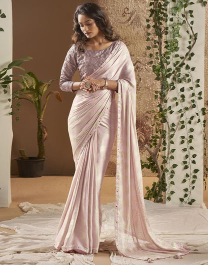 Dusty Mauve Chiffon Plain Saree