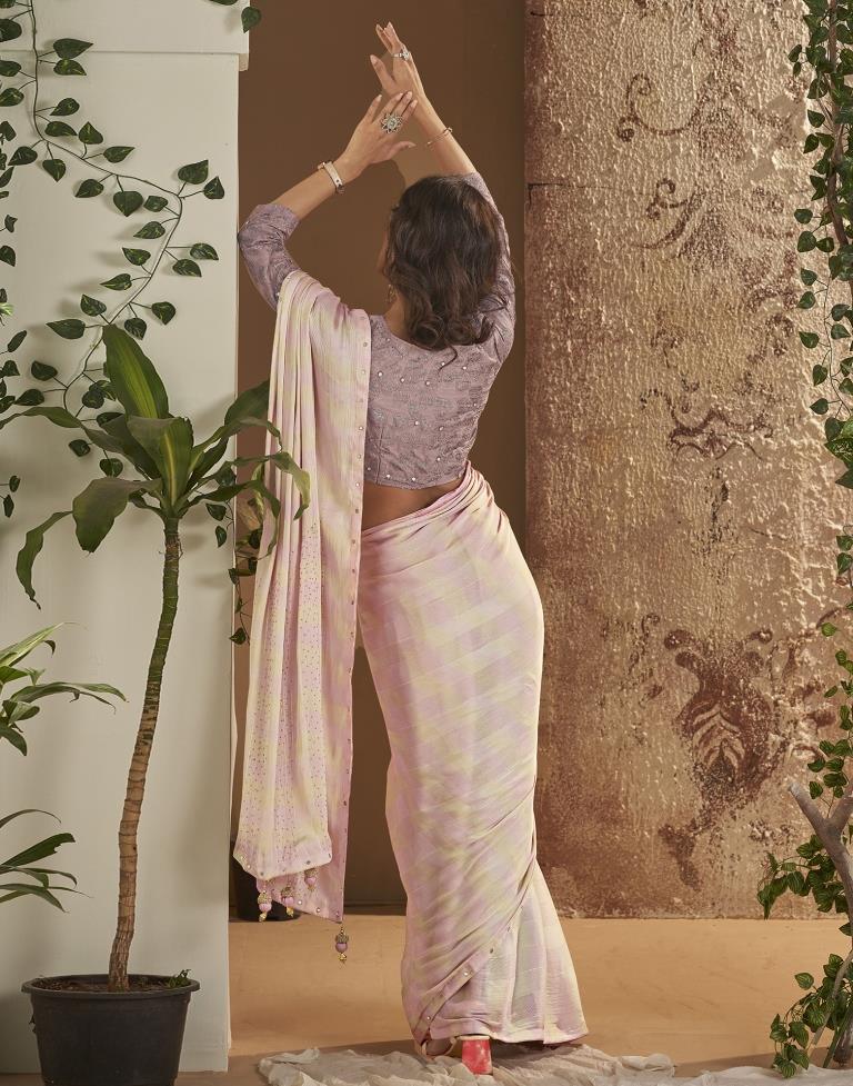 Dusty Mauve Chiffon Plain Saree