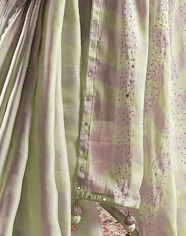 Pista Green Chiffon Plain Saree