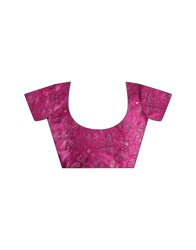 Pink Chiffon Plain Saree