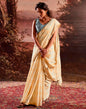 Cream Chiffon Plain Saree