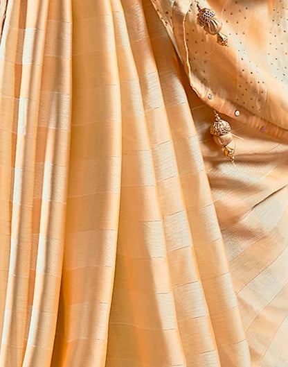 Cream Chiffon Plain Saree
