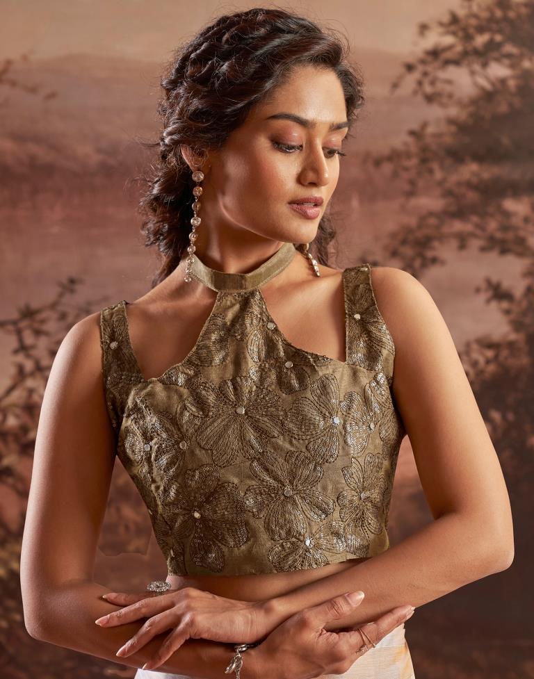 Light Peach Chiffon Plain Saree