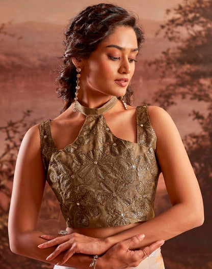 Light Peach Chiffon Plain Saree