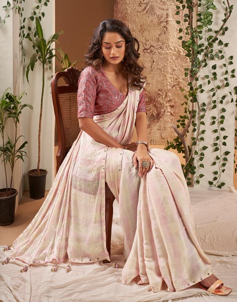 Light Yellow Chiffon Plain Saree