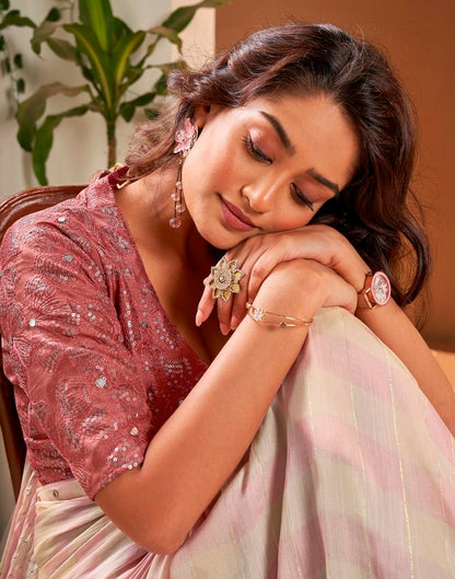 Light Yellow Chiffon Plain Saree