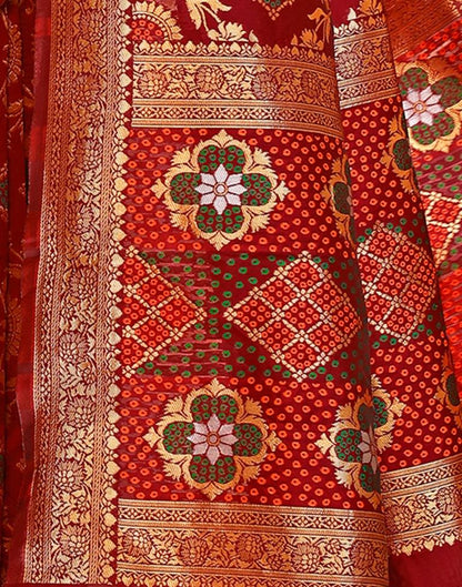 Maroon & Orange Silk Plain Saree