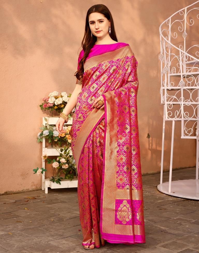 Magenta Silk Plain Saree
