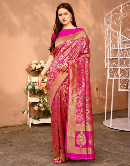 Magenta Silk Plain Saree
