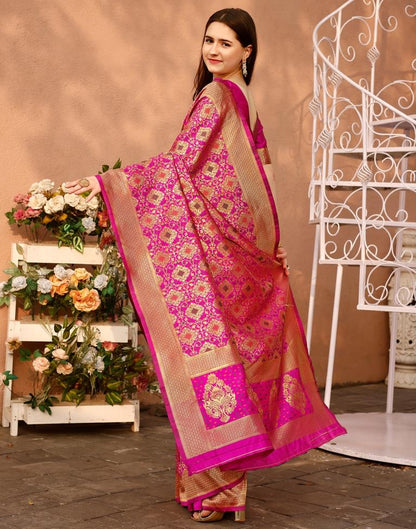 Magenta Silk Plain Saree