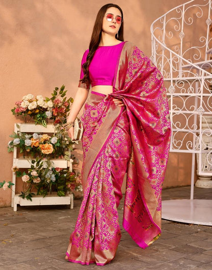 Magenta Silk Plain Saree