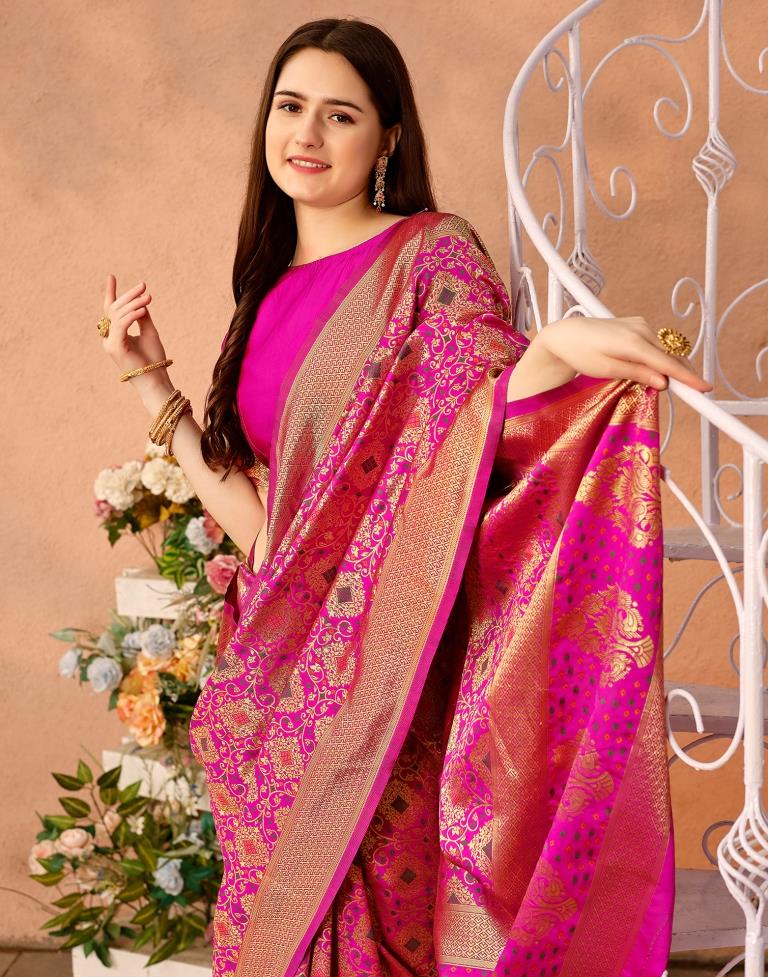 Magenta Silk Plain Saree