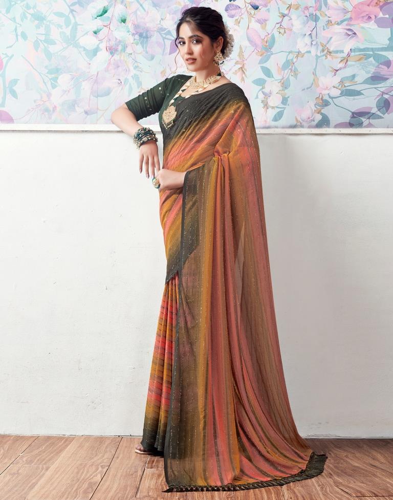 Multicoloured  Georgette Printed Saree