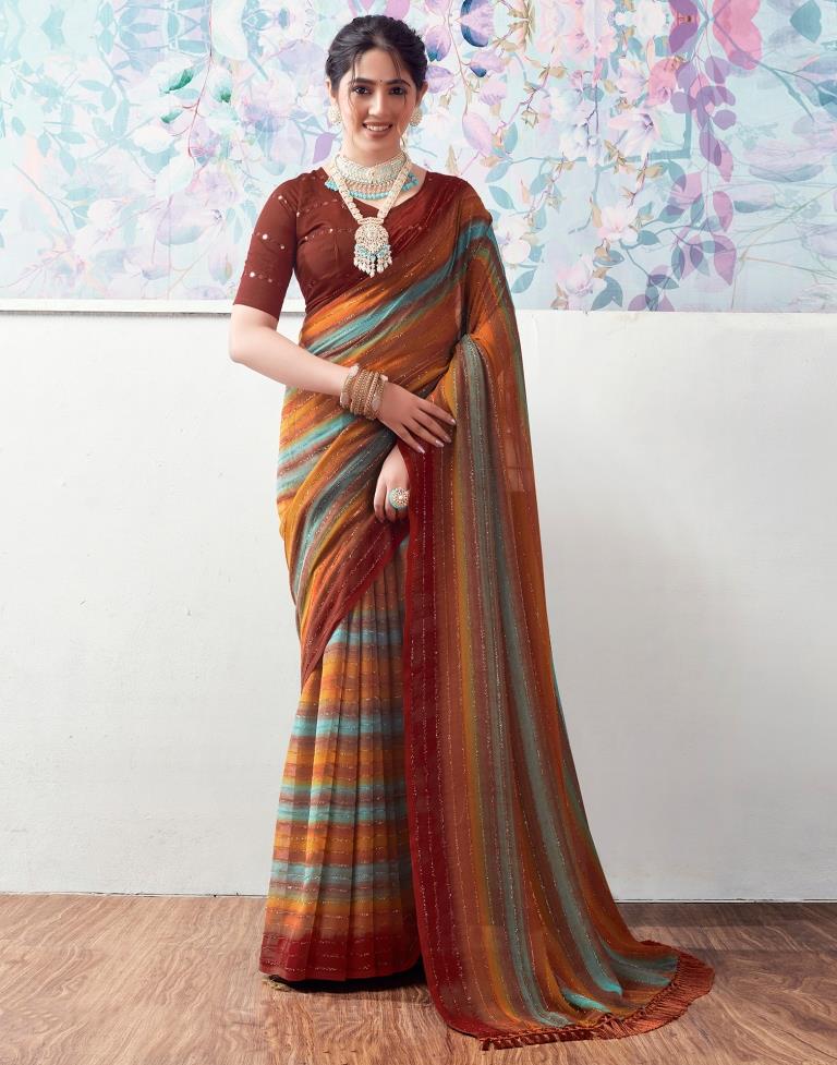 Multicoloured  Georgette Printed Saree
