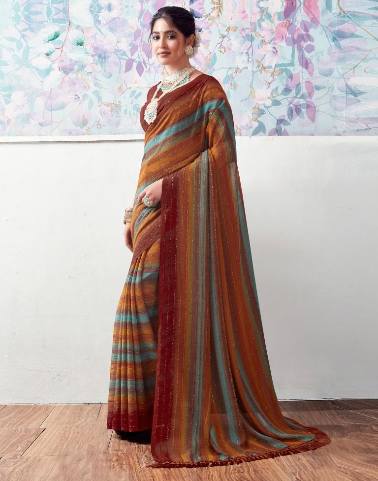 Multicoloured  Georgette Printed Saree
