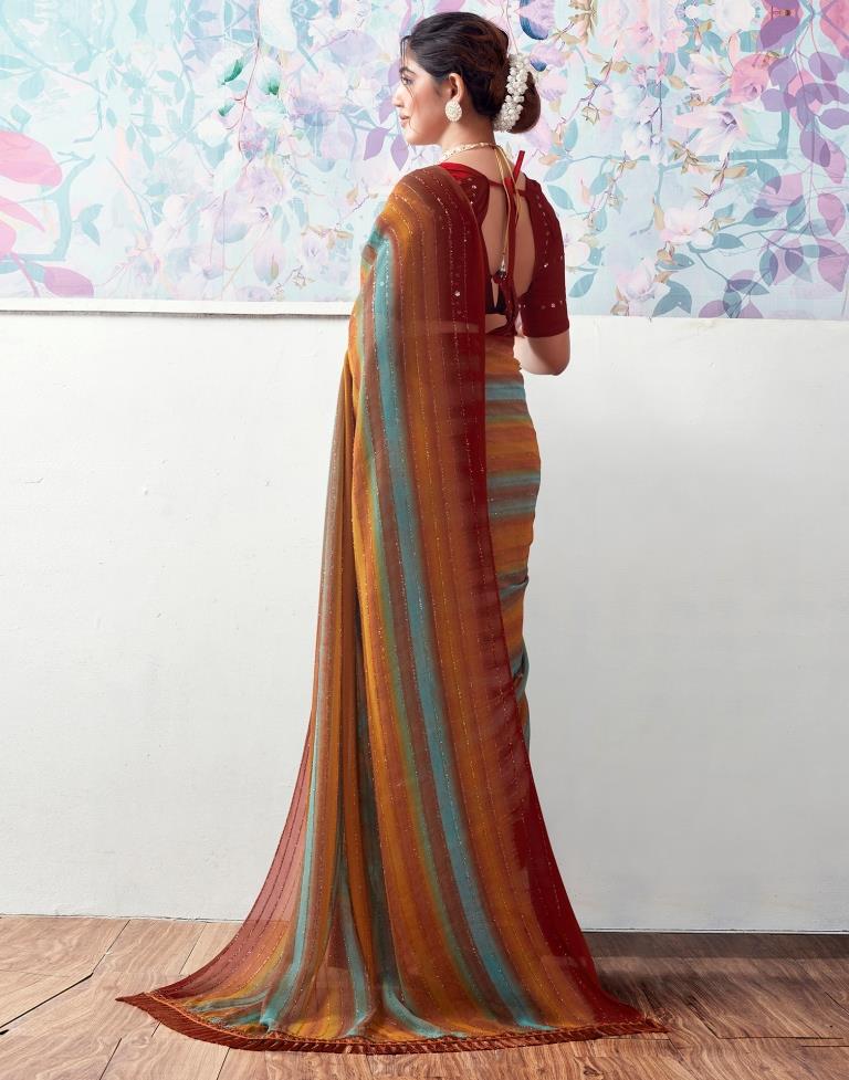 Multicoloured  Georgette Printed Saree