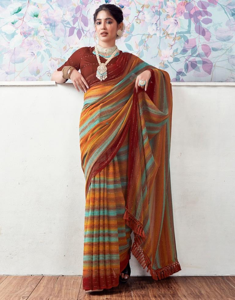 Multicoloured  Georgette Printed Saree