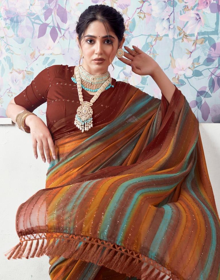 Multicoloured  Georgette Printed Saree