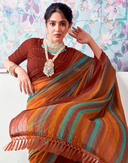 Multicoloured  Georgette Printed Saree