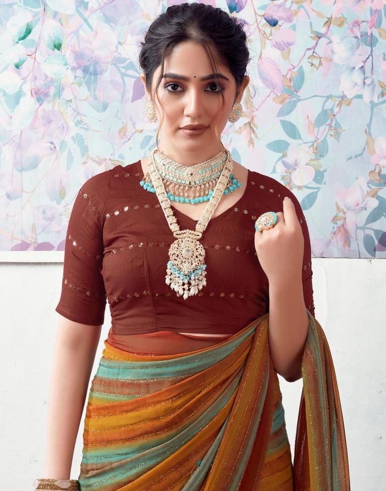 Multicoloured  Georgette Printed Saree