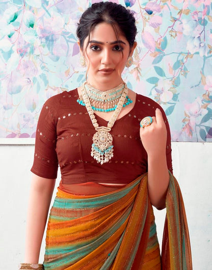 Multicoloured  Georgette Printed Saree