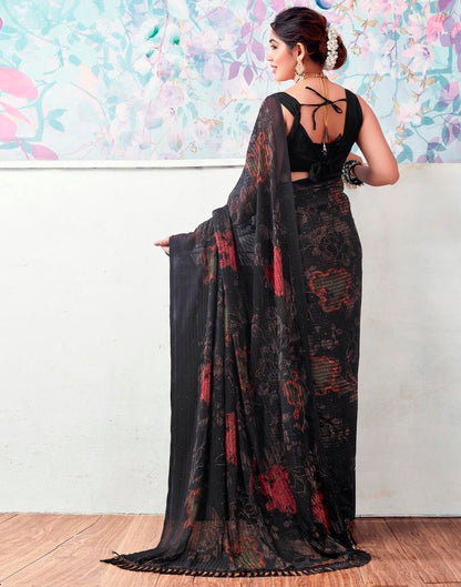 Black Georgette Printed Saree