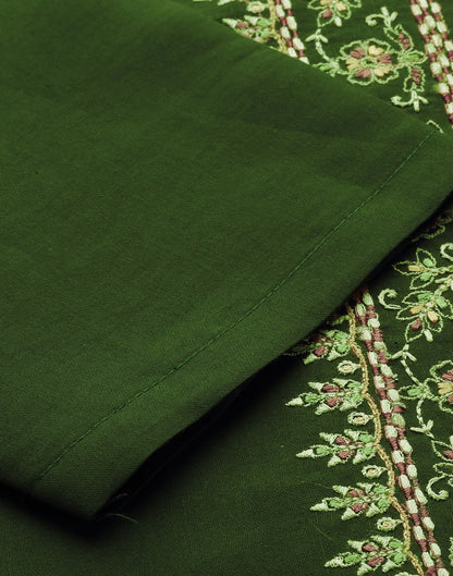 Dusty Green Embroidery Kurti With Pant And Dupatta | Leemboodi