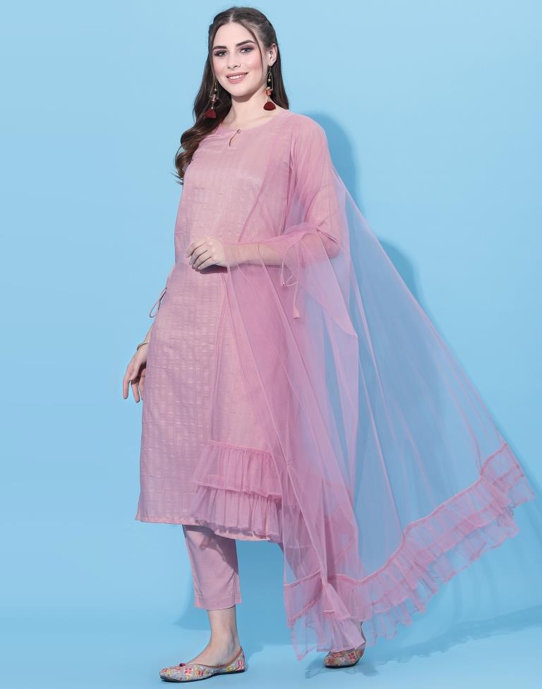 Light Pink Kurti With Pant And Dupatta | Leemboodi