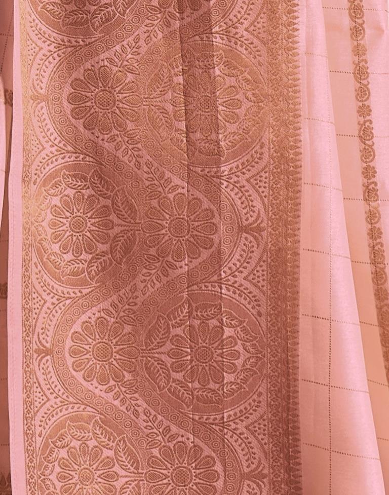 Light Pink Silk Plain Saree