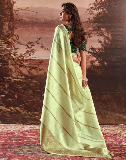 Pista Green Silk Plain Saree