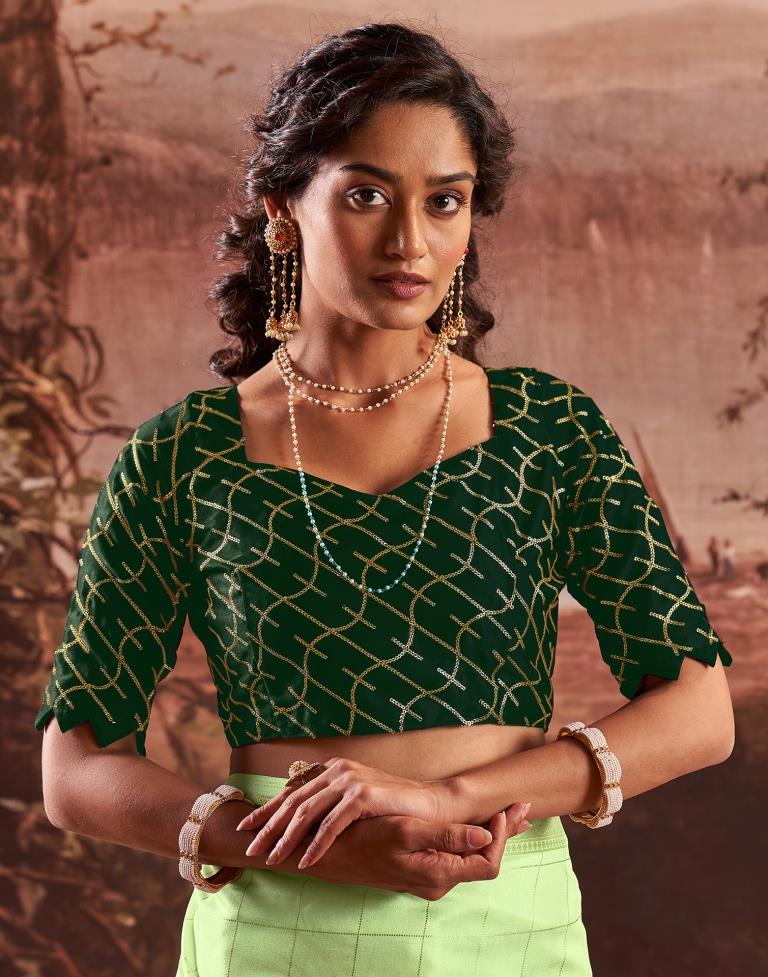 Pista Green Silk Plain Saree