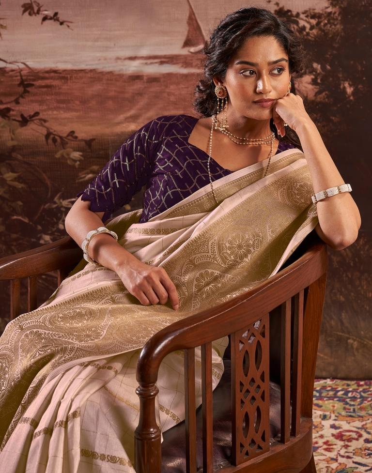 Mauve Silk Plain Saree