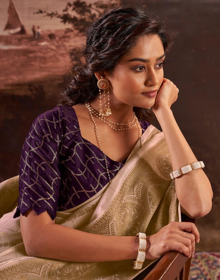 Mauve Silk Plain Saree