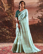 Light Mint Blue Silk Plain Saree