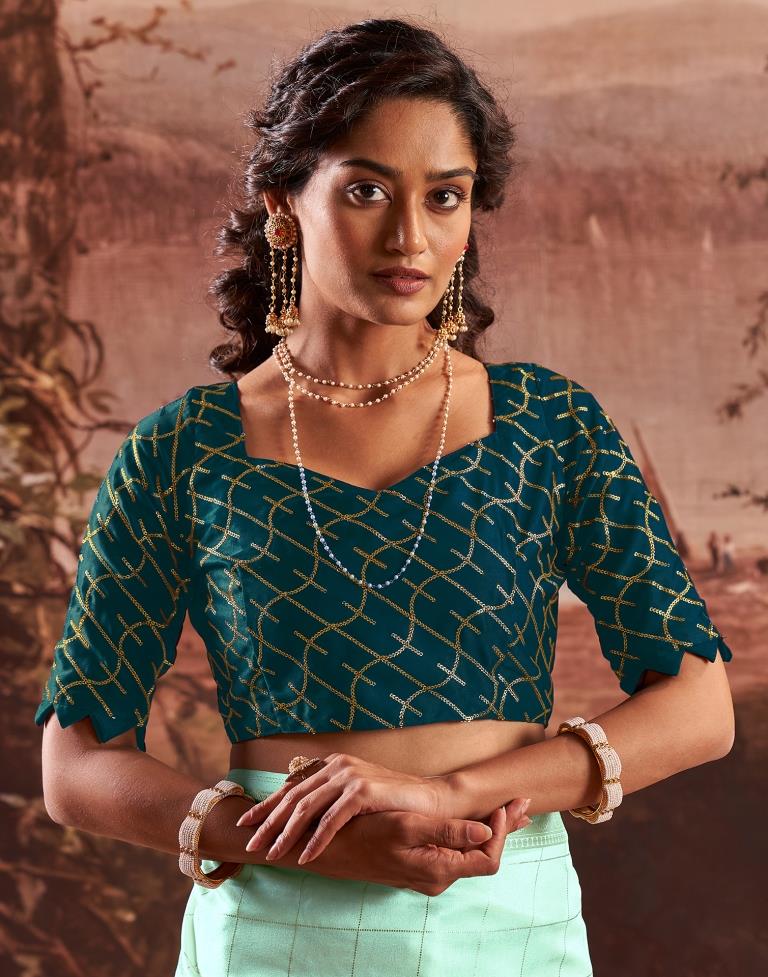 Light Mint Blue Silk Plain Saree