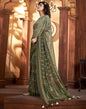 Olive Green Georgette Printed Saree