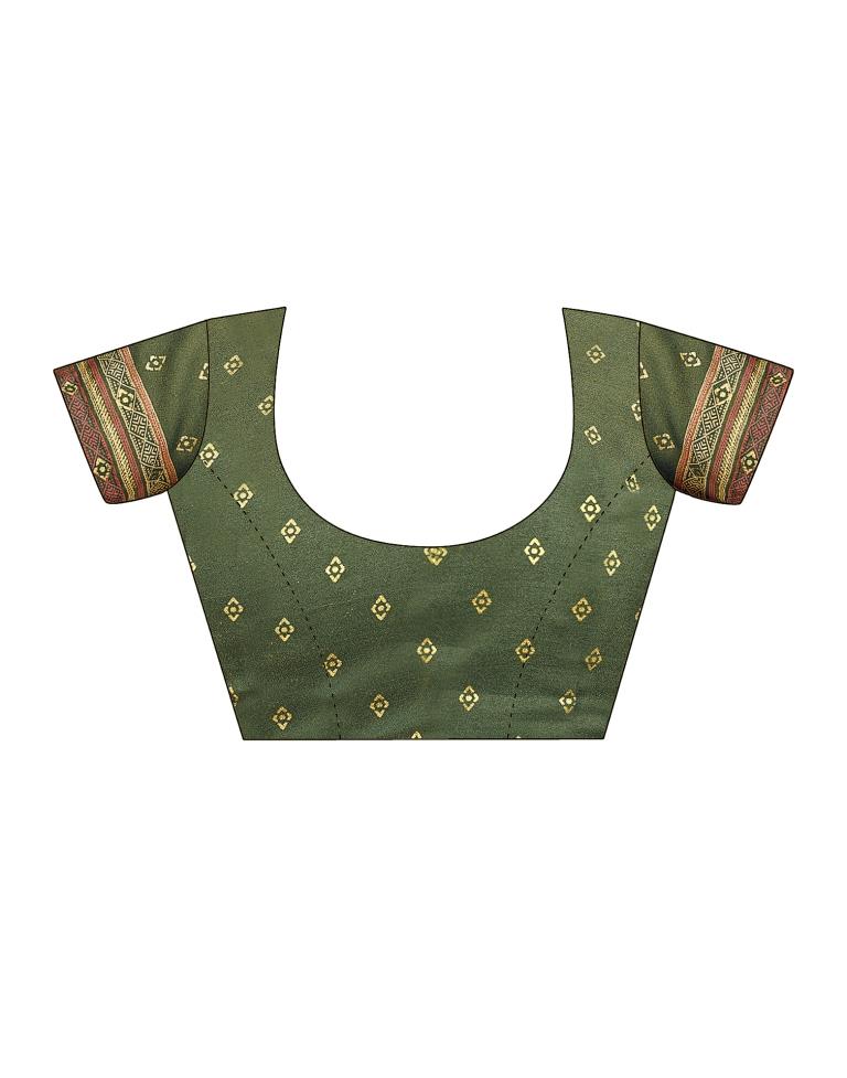 Olive Green Georgette Printed Saree