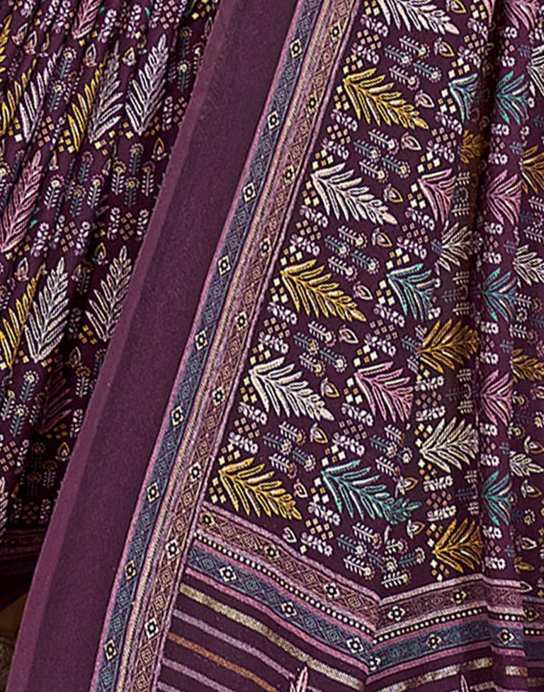 Deep Purple Georgette Printed Saree