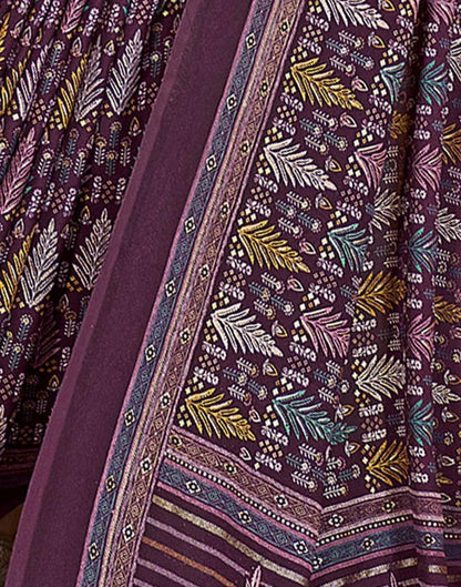 Deep Purple Georgette Printed Saree